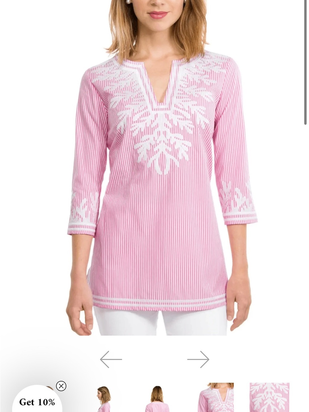 Embroidered Pinstripe Tunic - The Reef
